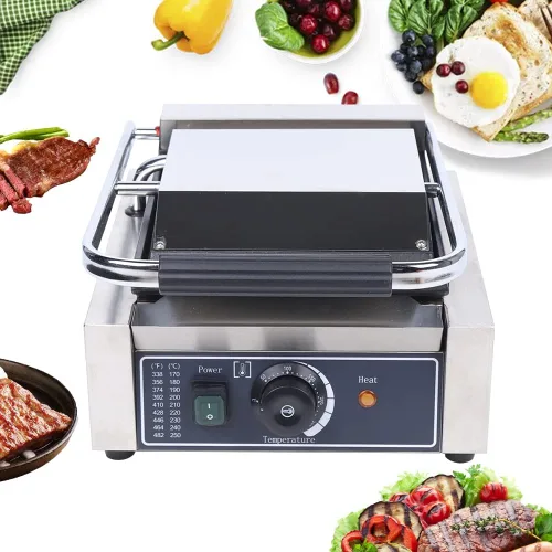 Vista 7 de Parrilla de prensa Panini comercial de 1800 W, sándwich de 110 V, tostadora de prensa Panini portátil, para cocinas pequeñas, dormitorios