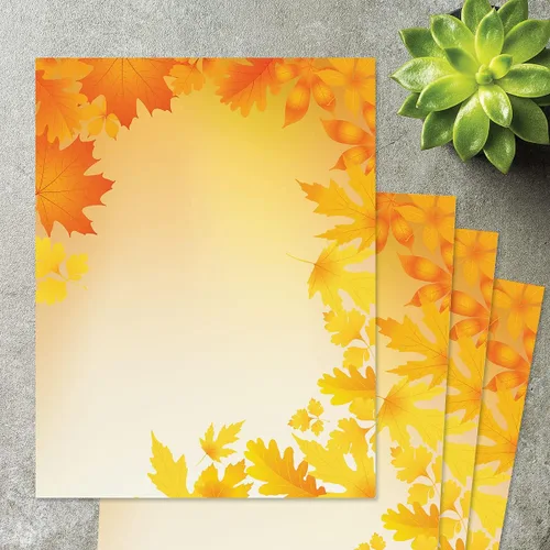 Vista 5 de Current Papelería con temática de otoño de hojas de otoño, para vacaciones, cartas de Acción de Gracias, notas escritas a mano, 25 hojas, 8½ x 11
