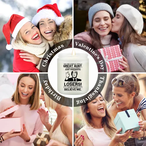 Vista 5 de Maybeone Regalos para tía de sobrina sobrino, regalo de Navidad para el día de la madre para tía, vela perfumada de lavanda
