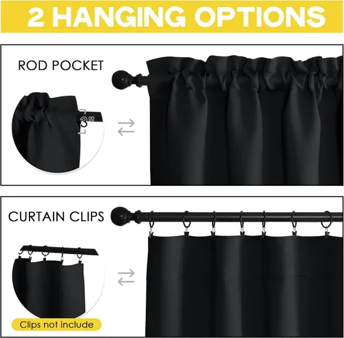 Vista 7 de NICETOWN 2 paneles de cortinas opacas de 34 x 63 pulgadas de largo con bolsillo para barra con 2 paneles de 42 x 16 pulgadas de largo, cenefas