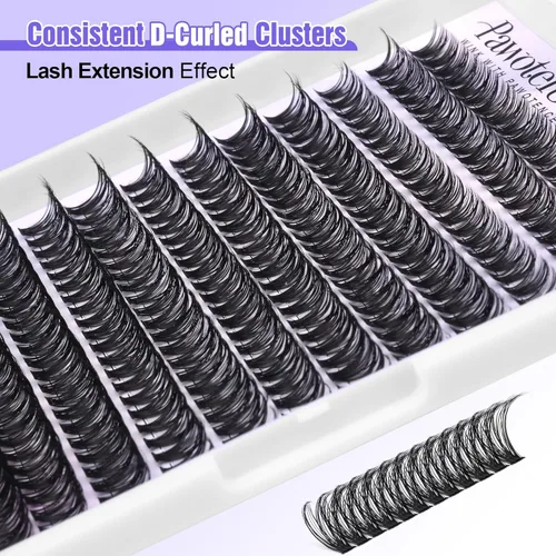 Vista 5 de Kit de extensión de pestañas Pawotence DIY 280 piezas, kit de racimos de pestañas individuales de 9-16mm, kit de extensión de pestañas en racimo