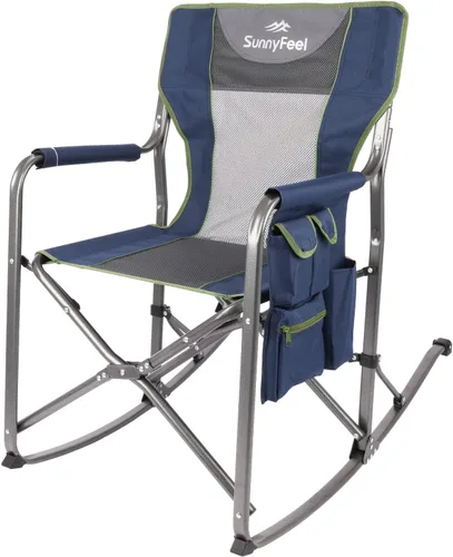 Vista 23 de SUNNYFEEL Silla de directores de campamento de gran tamaño de 500 libras resistente, silla plegable portátil con mesa auxiliar, bolsillo para playa