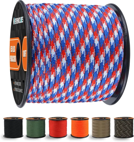 Vista 10 de WEREWOLVES Cuerda de paracaídas de 650 libras, cuerda de paracaídas de 9 hebras, 100 pies, carretes de cuerda de paracaídas de 200 pies, cuerda