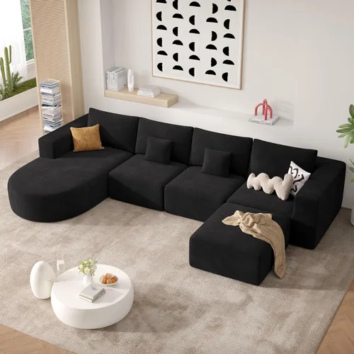 Vista 15 de Sofá cama modular, sofás de nube convertibles para sala de estar, 2 tumbonas de pana sin hueso, sofá cama de gran tamaño para dormitorio,