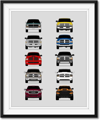 Vista 14 de Custom Car Posters Póster hecho a mano compatible con Dodge Evolution Print Wall Art Décor Best of Dodge Generations, multicolor, 8 x 10 pulgadas