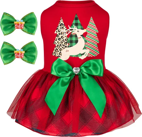 Vista 12 de cyeollo Vestido para perro para el día de San Valentín, ropa de vacaciones para perros con estampado de corazón, vestidos de tul para perros