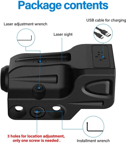 Vista 7 de SOLOFISH Green/Red/Blue Laser Sight for Pistol with Pic-Rail, Rechargeable