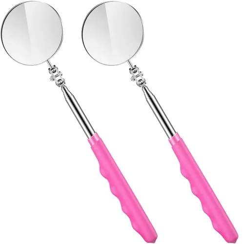 Vista 12 de 2 piezas de espejos de inspección telescópicos, herramienta de espejo de mecánicos con mango largo, espejo extendible redondo en un palo