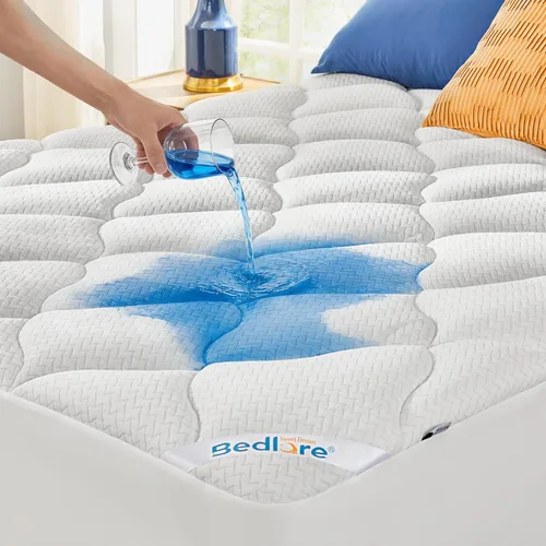 Vista 9 de BEDLORE Protector de colchón impermeable tamaño individual, acolchado con bolsillo profundo de 6 a 15 pulgadas, protector de colchón transpirable