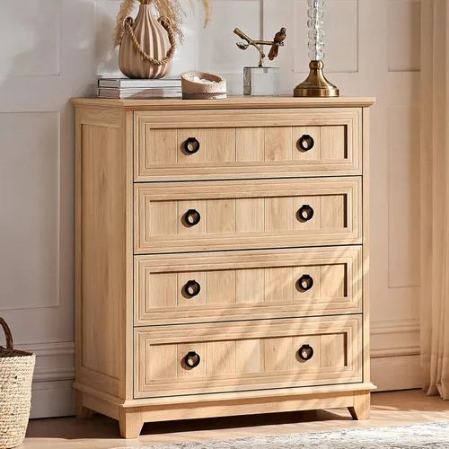 Vista 63 de Joaxswe Mesita de noche estilo granja de 18" con estación de carga, cómoda con mesa auxiliar de 2 cajones para dormitorio, mesita de noche de madera