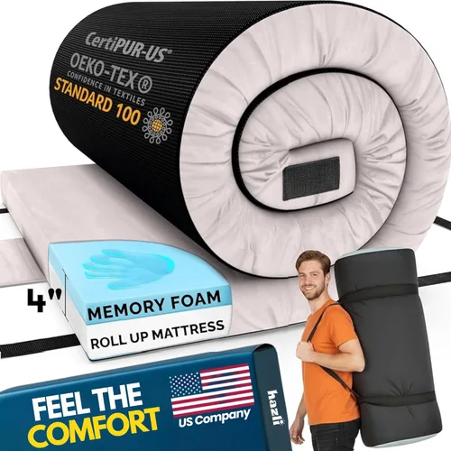 Vista 11 de Hazli Matrix AirCell - Colchón enrollable de espuma viscoelástica para adultos, tapete portátil de espuma para dormir, colchoneta de dormir
