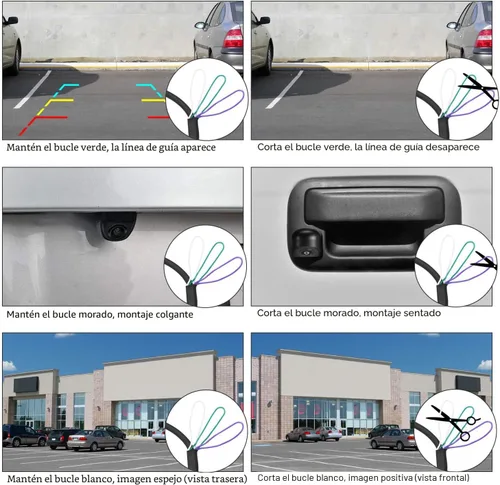 Vista 4 de NATIKA Cámara de retroceso/visión frontal, IP69K, impermeable, gran visión nocturna, HD y súper gran angular, de metal, estilo OEM, cámara de Negro