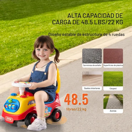 Vista 3 de VEVOR - Auto de Paseo para Montar para Niños Pequeños, Edades 19+ Meses, Auto de Carreras, Auto de Montar para Niños Pequeños de Sentarse a Pararse