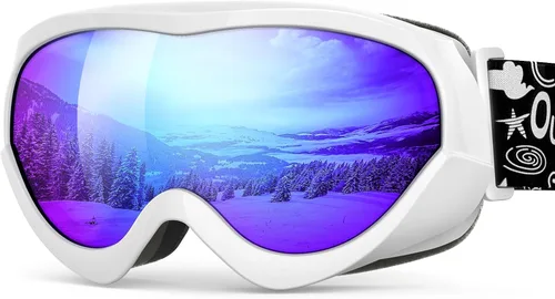 Vista 13 de OutdoorMaster Lentes de esquí para niños y niñas, con protección ultravioleta 100%, compatibles con casco, para nieve