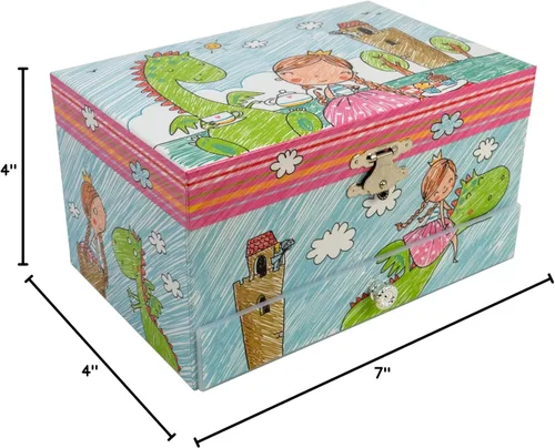 Vista 8 de Joyero musical de princesa con diseño de dragón con collar de mariposa