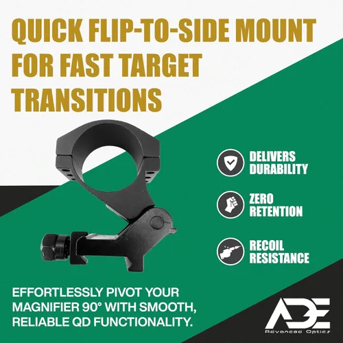 Vista 2 de Ade Advanced Optics Soporte táctico QD Pivot FTS de 90 grados de giro rápido a lado - Soporte para lupa de punto rojo 3X 4X 5X - Accesorio