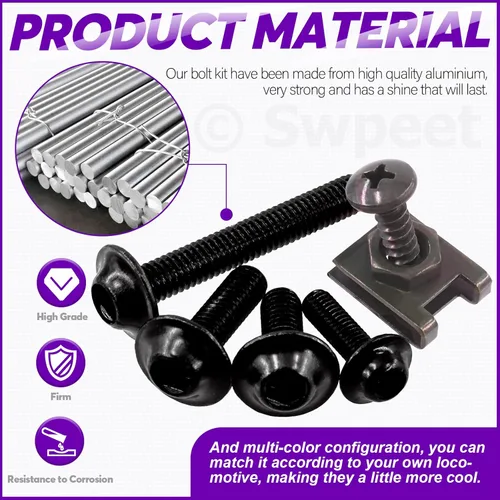 Vista 4 de Swpeet Kit surtido de pernos de carenado de motocicleta M5 M6, 177 unidades, 2 tamaños, tornillos para parabrisas de motocicleta, tornillos