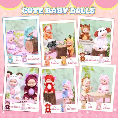Vista 6 de Hanaive 12 Piezas Mini Muñecas Bebé Reborn Lindos Regalos de Muñecas de Navidad 4 Pulgadas Muñecas Realistas con Ropa Conjunto de Mini Muñecas