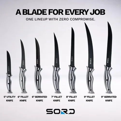 Vista 7 de SORD Cuchillo de filete – Cuchillos de filete de 5 a 9 pulgadas para peces – Cuchillo afilado para deshuesar – Pesca en agua salada y agua dulce