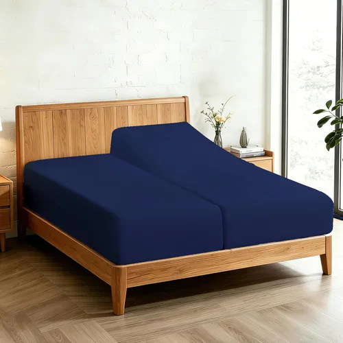 Vista 34 de Sábana Bajera Ajustable Solamente King Dividido/Paquete de 2 Twin XL, 100% Algodón Egipcio, 600 Número de Hilos, Bolsillo Profundo de 8"-16", Sábana