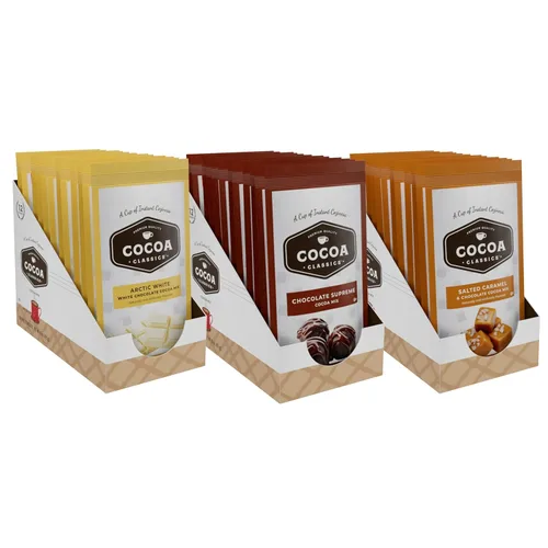 Vista 13 de Cocoa Classics Chocolate Supreme Mezcla de Cacao, Chocolate Caliente, Hecho con Leche Descremada, Solo Añade Agua Caliente, Haz Cacao Caliente