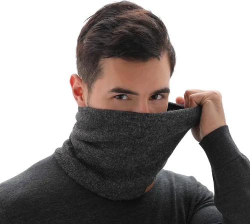 Vista 4 de NovForth Calentador de cuello de invierno para hombre, polaina para el cuello, bufanda de forro polar para hombres, bufandas gruesas a prueba