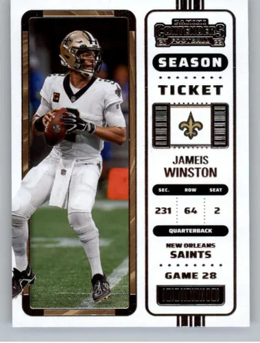 2022 PANINI CONTENDERS SEASON TICKET #62 JAMEIS WINSTON NEW ORLEANS SAINTS FOOTBALL OFFICIAL TRADING CARD OF THE NFL