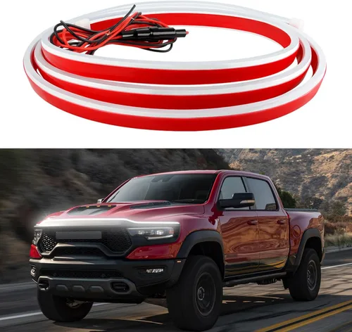 Vista 11 de DREAMIZER Tira de luz LED de 94" RGB para capó de coche, tira de luz LED multicolor exterior, luces LED dinámicas impermeables y flexibles