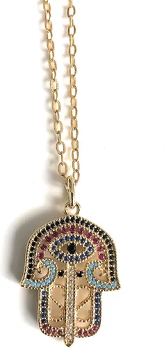 Vista 3 de Big Hamsa Hand Evil Eye Good Lariat Collar de 22 pulgadas