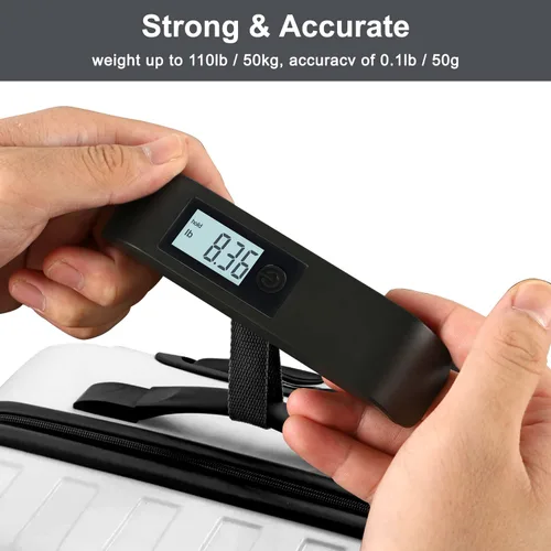 Vista 3 de Travel Inspira Báscula de equipaje báscula digital de equipaje báscula de equipaje con pantalla LCD retroiluminada 110 libras1102lbs batería
