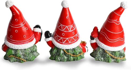 Vista 2 de MorTime Juego de 3 gnomos de Navidad, decoración de mesa, gnomo de resina con caja de regalo, centros de mesa de árbol de Navidad para escritorio