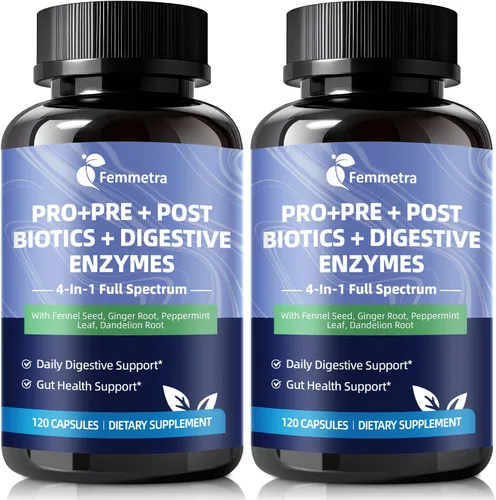 Vista 10 de Enzimas Digestivas Postbióticos Prebióticos Probióticos para Mujeres y Hombres, 200 Mil Millones de UFC 36 Cepas Probióticas - Suplemento Completo