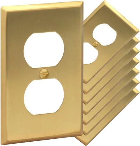 Vista 23 de Rio Salto BRASS - Placa de pared de metal dorado para interruptor de luz, placa de pared para receptáculo, cubiertas basculantes de 1 banda, latón