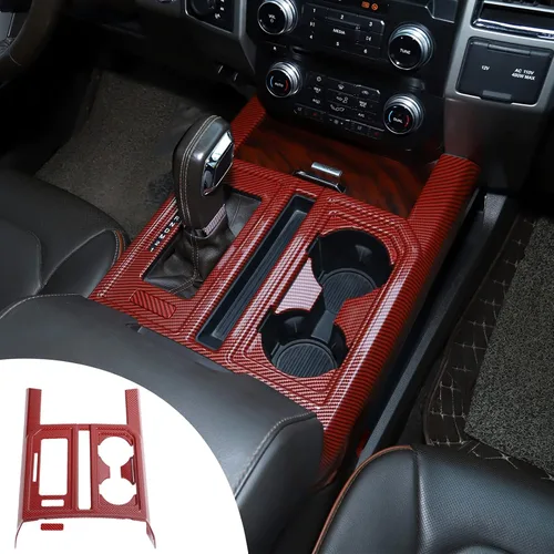 Vista 9 de Voodonala Cubierta de panel de consola de engranajes estilo madera negra para Ford F150 2015-2020 (madera negra, 1 unidad, ABS)