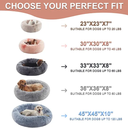 Vista 7 de Cama para perros pequeños con forma de dona de 23 pulgadas – Cama redonda calmante lavable para cachorros con funda extraíble, cama de felpa