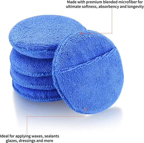 Vista 3 de wugongshan 10 almohadillas aplicadoras de cera de microfibra, almohadillas aplicadoras de espuma de cera de microfibra ultrasuave, almohadillas