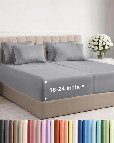 Vista 123 de Juego de sábanas de tamaño king, transpirables, refrescantes, con esquinas extraprofundas de 18-24 pulgadas, de ajuste fácil, supersuaves, sin