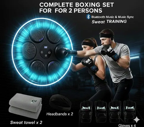 Vista 2 de Music Boxing Machine Kit Wall Mounted Smart Boxing Machine & Counter Complete Boxing Kit More Than a Standard Punching Machine for Adults & Home