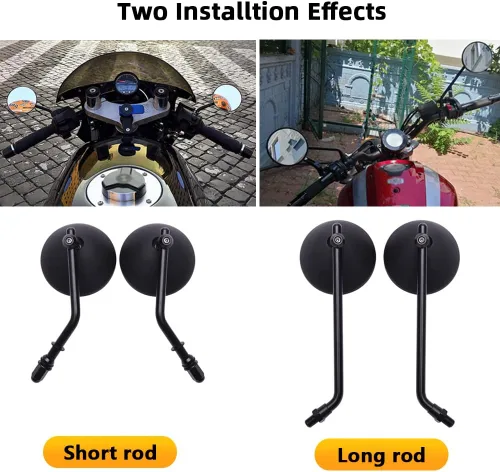 Vista 5 de DREAMIZER Espejos retrovisores laterales redondos negros de 3 pulgadas para manillar de motocicleta, universales de 8mm 10mm, compatibles