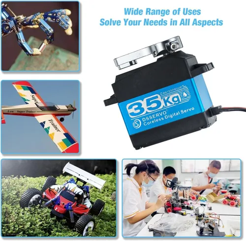 Vista 6 de DS3235 77.2 lbs Digital RC Servo de alto par todo el engranaje de metal Motor sin núcleo impermeable servomotores para RC Robot, coche, camión