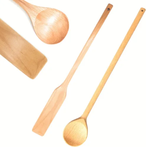 Paleta de madera de haya grande extra de 24 pulgadas y cuchara ovalada de 24 pulgadas – Utensilios de agitación para cocinar, mezclar, preparar en