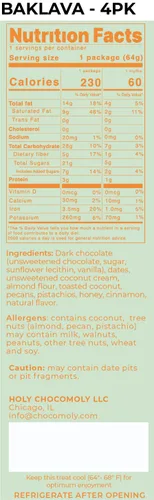 Vista 2 de Trufas de chocolate Baklava Bajo en azúcar refinado, hechas con dátiles e ingredientes naturales Snack saludable para llevar 4 trufas/caja, 16