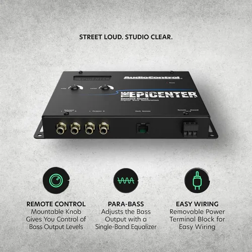 Vista 3 de Procesador de control de restauración de graves digital AudioControl EPICENTER, amplificador de graves para audio de coche con control remoto