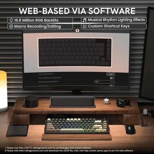 Vista 9 de Redragon Teclado mecánico inalámbrico K751 75% para juegos para PCMac, Bluetooth 5.02.4GHzUSB C teclados cremosos