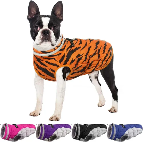 Vista 15 de Chaqueta de invierno para perro, abrigo impermeable y reflectante, resistente al viento, ropa cálida para mascotas, cómoda ropa de forro polar