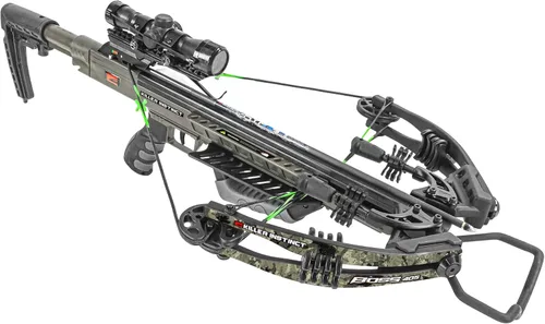 Killer Instinct Boss 405 Paquete Pro de Ballesta con Telescopio IR-W 4x32, Encoque de Cuerda, Supresores de Cuerda, Aljaba para 3 Pernos, 3 Pernos