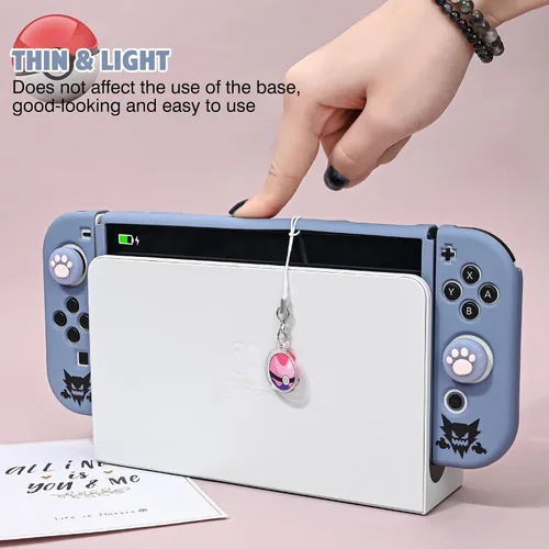 Vista 5 de DLseego Diseño de funda acoplable para Switch OLED, funda protectora antideslizante de absorción de golpes y controlador Joy Con con 1 colgante