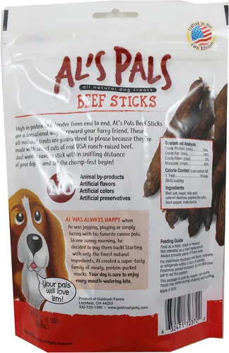 Vista 2 de AL's Pals All Natural Dog Treats - Palitos de carne de res, bolsa de 7.8 onzas
