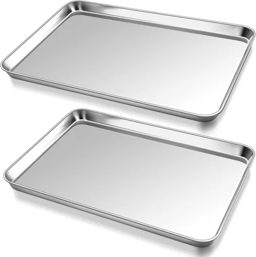 Vista 13 de P&P CHEF Bandeja para Hornear Galletas de 9 Pulgadas, Bandeja de Horno de Acero Inoxidable para Cocina, Utensilios de Horno para Múltiples Usos
