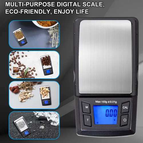 Vista 2 de American Weigh Scales Serie Aero (AERO 150) - Pantalla LCD retroiluminada con pantalla digital compacta y moderna, 150 G x 0,01 G